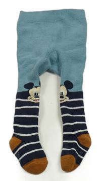 Modro-pruhované punčocháče s Mickeym
