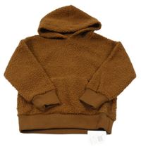 Nové - Hnědá huňatá mikina s kapucí Dunnes