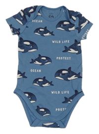 Světlemodré body s kosatkami C&A