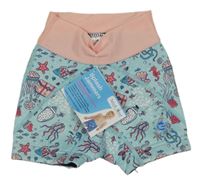 Nové - Tyrkysovo-světlerůžové neoprenové plavkové kraťasy Splash About