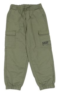 Khaki plátenné cargo nohavice s vreckami Y.F.K.