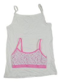 2set - Bílá košilka + neonově růžovo-bílá lambáda