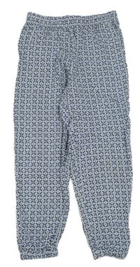 Modro-biele vzorované ľahké letné nohavice H&M