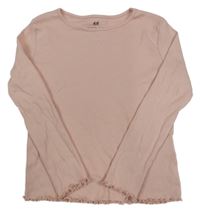 Svetloružové rebrované tričko H&M