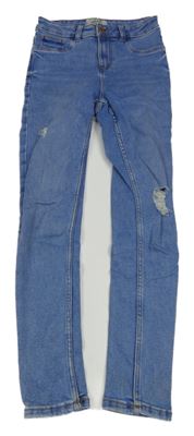 Modré high waist super skinny rifle New Look