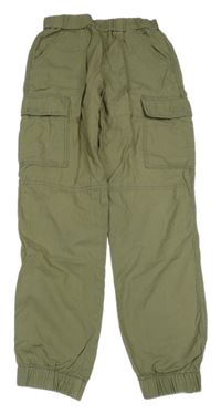 Khaki plátenné cargo cuff nohavice H&M