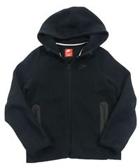 Černá tech fleece propínací mikina s logem a kapucí Nike