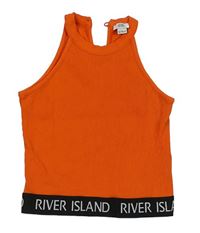 Tmavooranžovo-černý žebrovaný crop trop s logy RIVER ISLAND