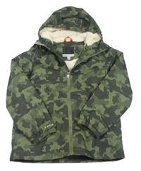 Kaki-čierna army šušťáková outdoorová zateplená parka s kapucňou REGATTA