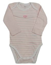 Světlerůžovo-bílé pruhované body se srdíčkem se zvířátky Tex