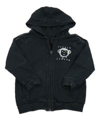 Čierna prepínaci mikina s opičkou a kapucňou George