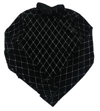 Černo-stříbrné kárované sametové crop mikinotriko zn. SHEIN