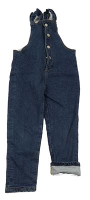 Tmavomodré rifľové na traké podšité nohavice s volánikmi MANGO