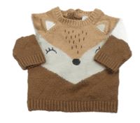 Hnědo-bílo-světlehnědý svetr s čumáčkem F&F