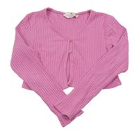 Růžové žebrované propínací bolérko H&M