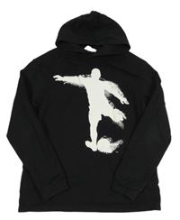 Černá mikina s fotbalistou a kapucí H&M