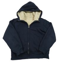 Tmavomodrá propínací zateplená mikina s kapucí Uniqlo