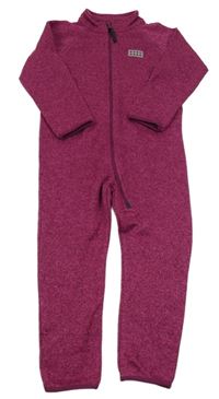 Vínovo-tmavorůžová melírovaná pletená kombinéza s lego kostičkou LEGO