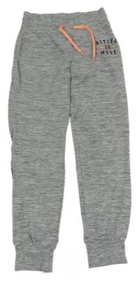 Šedé melírované sportovní tepláky s nápisy a číslem H&M