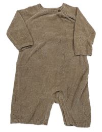 Hnědý žinylkový overal s perforovanými medvídky George