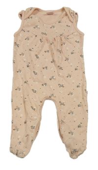 Pudrové dupačky s kvietkami