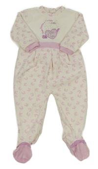 Smetanovo-růžový sametový overal se zajíčkem a srdíčkem a kamínky a motýlky ellepi