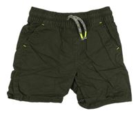 Tmavokhaki plátěné kraťasy F&F