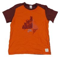 Tmavooranžovo/vínové funkčné tričko s potlačou Quechua