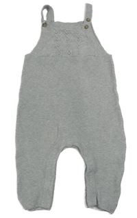 Šedé melírované pletené laclové tepláky se vzorem Tu