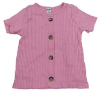 Růžové žebrované tričko s knoflíky dopodopo