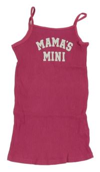 Tmavoružové rebrované letné šaty s nápismi SHEIN