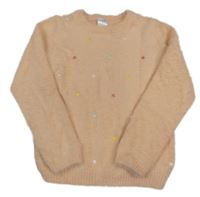 Marhuľový chlpatý sveter s farebnými hviezdičkami C&A