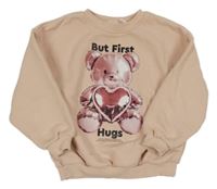 Pudrová oversize mikina s medvídkem ZARA