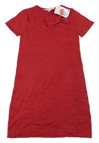 Nové - červené melírované svetrové šaty s mašlou H&M
