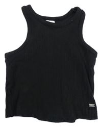 Čierny rebrovaný crop top Zara