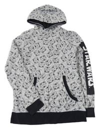Světlešedo/melírovano-černá mikina se Star Wars a kapsou a kapucí H&M