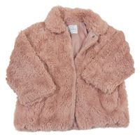 Starorůžový kožešinový podšitý kabát s límečkem PRIMARK