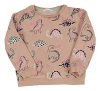 Svetloružová mikina s dinosaurami M&S