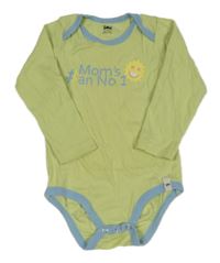 Světlezeleno-modré body s nápisy a smajlíkem 