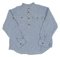 Modro-bílá pruhovaná lněná polokošile H&M