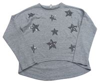 Sivé úpletové tričko s hviezdičkami s flitrami Yd.