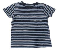 Tmavomodro-bielo-modré pruhované tričko Primark