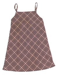 Ružovo-čierne kockované šaty Primark