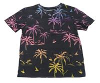 Černé tričko s palmami a nápisem Primark