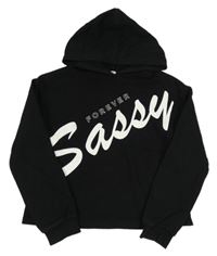 Čierna crop mikina s nápisom a kapucňou River Island