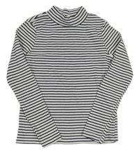 Bílo-černé pruhované žebrované triko se stojáčkem H&M