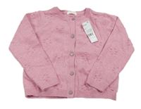 Nové - Růžový melírovaný propínací svetr s puntíky Next