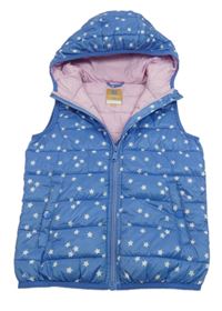 Modrá šušťáková zateplená vesta s hviezdami a kapucňou Manor