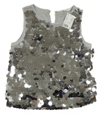 Nové - Strieborný flitrový crop top H&M