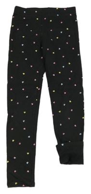 Černé teplé legíny se srdíčky H&M